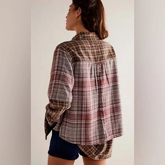We the Free Plaid Two Tone Layered Flannel size Medium - Picture 4 of 14